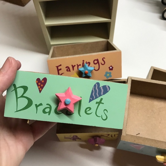 Vintage girls jewelry organizer wood multicolor - Picture 7 of 15